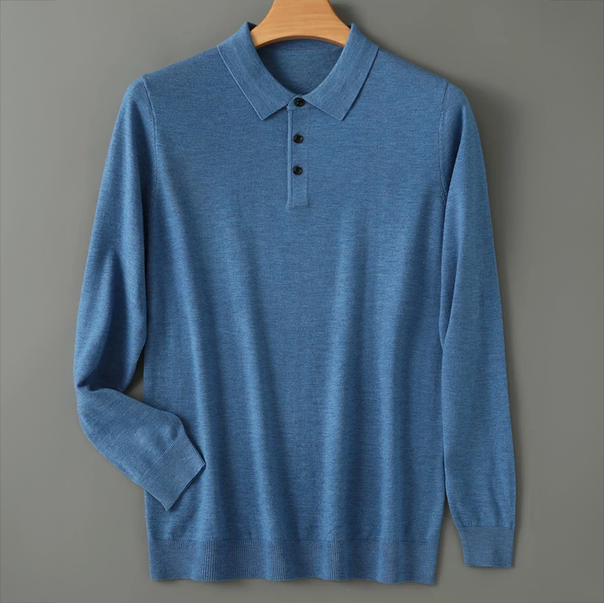 Men's Wool Polo Shirt - Classic Fit Casual Wear