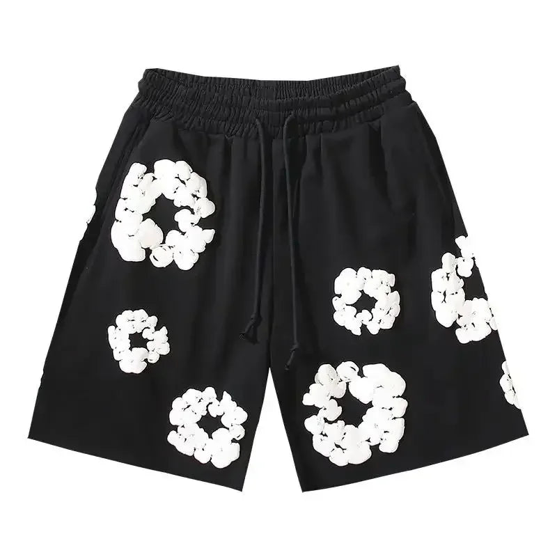Women's Floral Denim Shorts and Pants Set - Casual