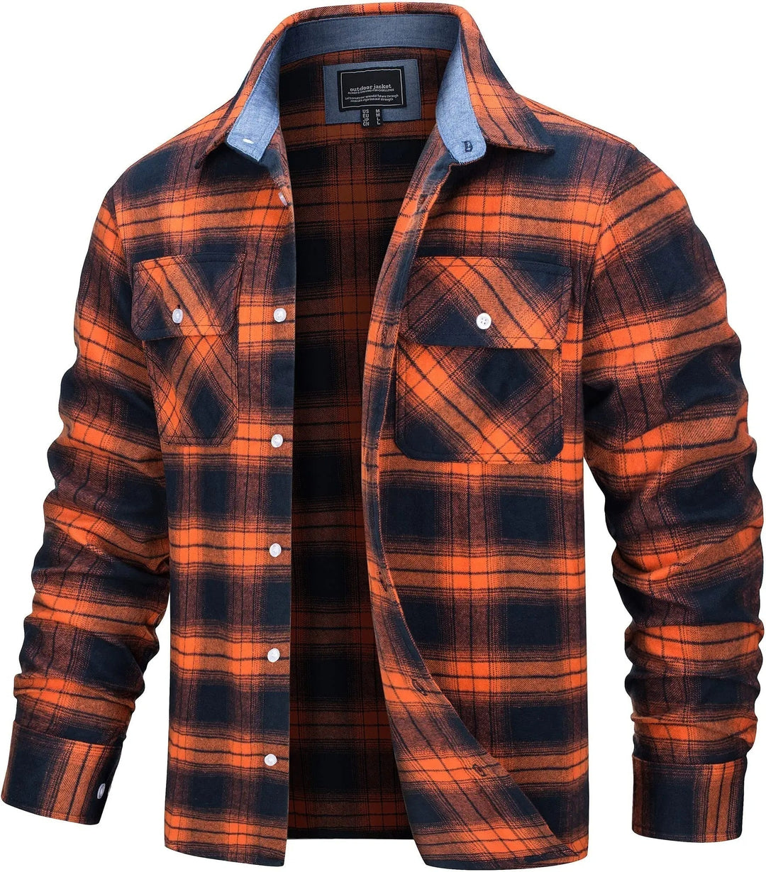 Men's Casual Checked Cotton Flannel Shirt Jacket - Everyday Wear