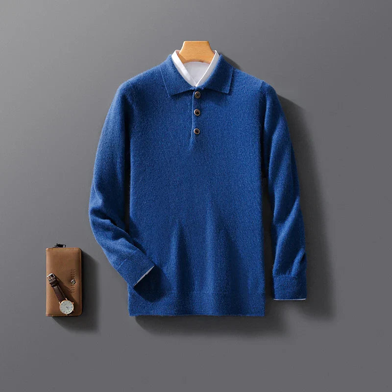 Men's Cashmere Slim Fit Polo Shirt - Casual Summer
