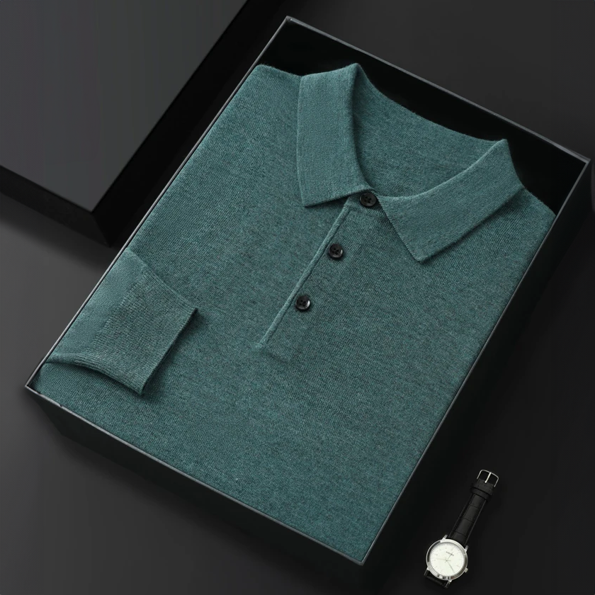 Men's Wool Polo Shirt - Classic Fit Casual Wear