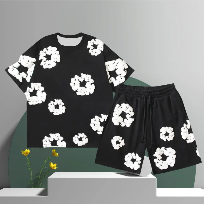 Men's Denim Tears Cotton Flower 3D Printed Shorts Set | Veonus
