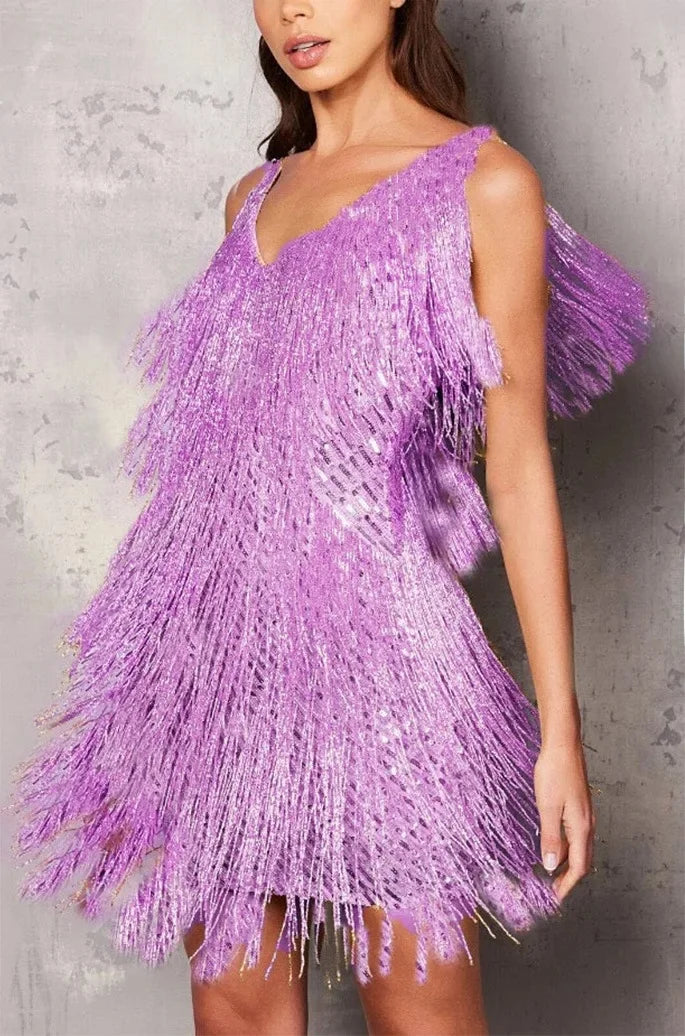 Samantha | Women's Fringe Mini Dress, Cocktail