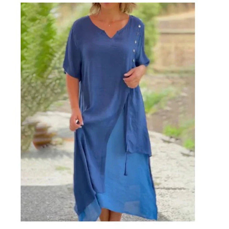 Sloane | Women's Asymmetric Layered Midi Dress, Evening