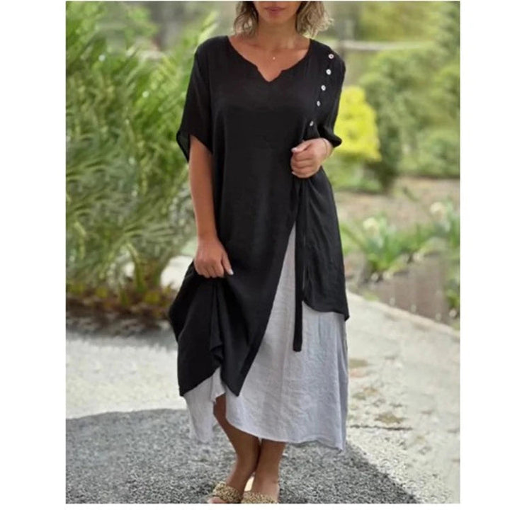 Sloane | Women's Asymmetric Layered Midi Dress, Evening