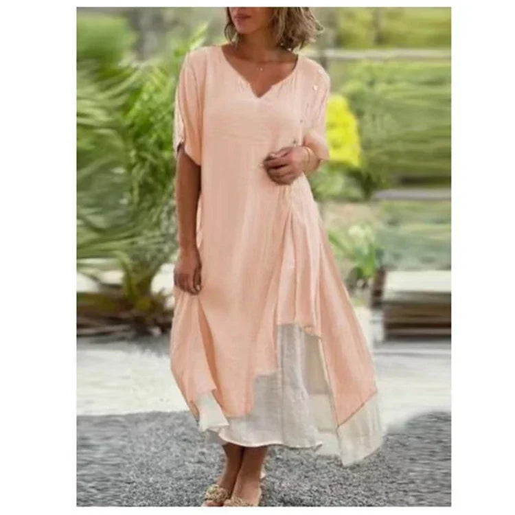 Sloane | Women's Asymmetric Layered Midi Dress, Evening