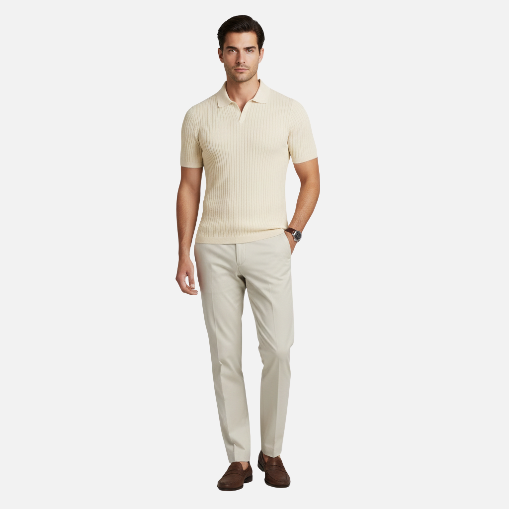 Men's V-Neck Knit Shirt - Casual Wear