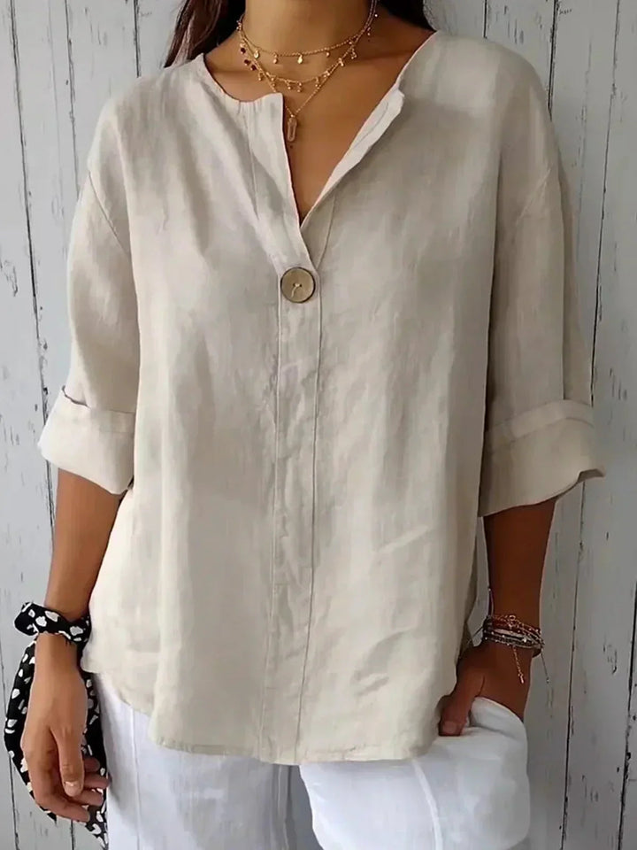 Charlotte | Women's V-Neck Short Sleeve Blouse, Casual