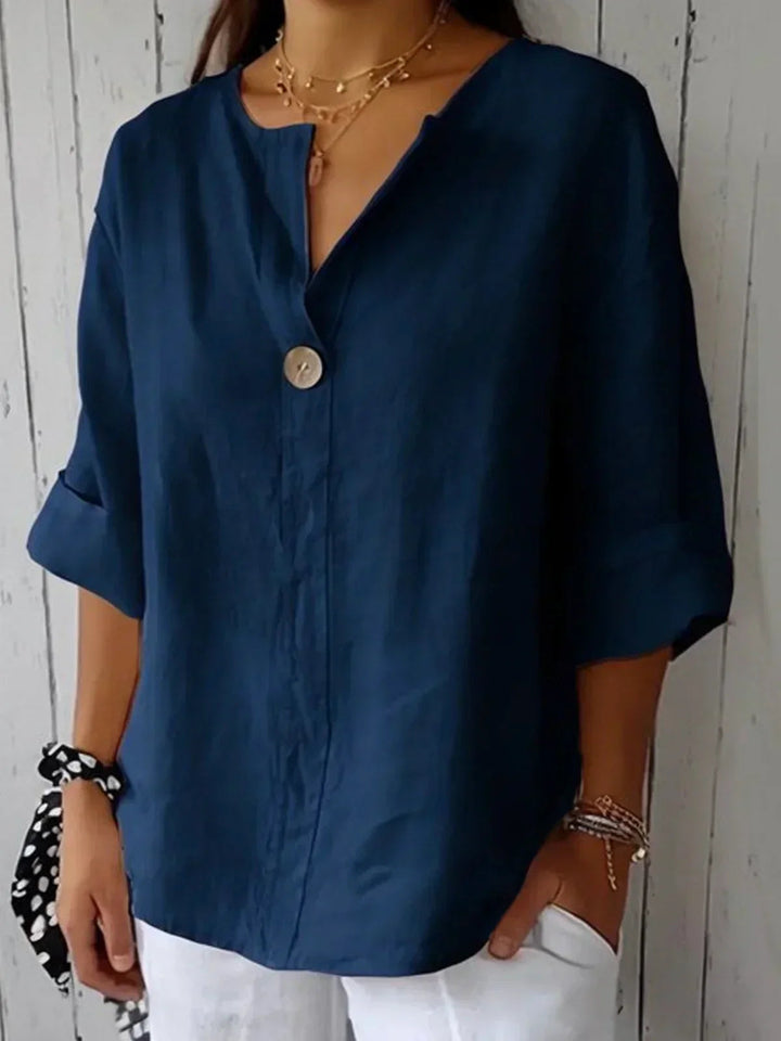 Charlotte | Women's V-Neck Short Sleeve Blouse, Casual
