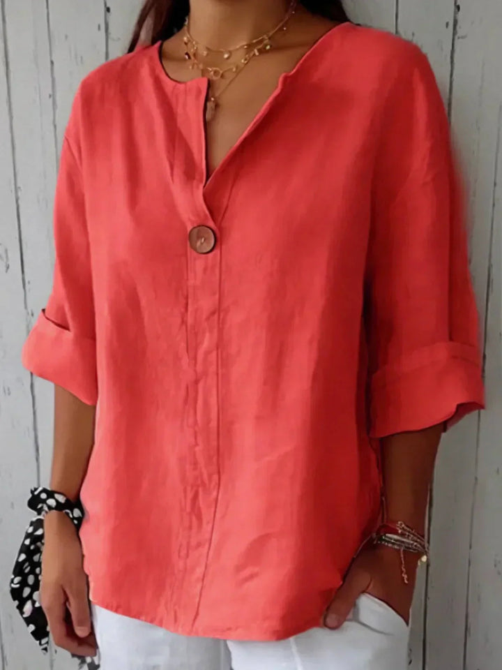 Charlotte | Women's V-Neck Short Sleeve Blouse, Casual