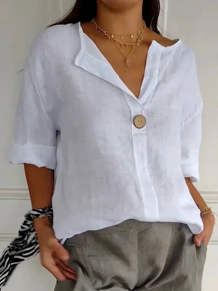 Charlotte | Women's V-Neck Short Sleeve Blouse, Casual