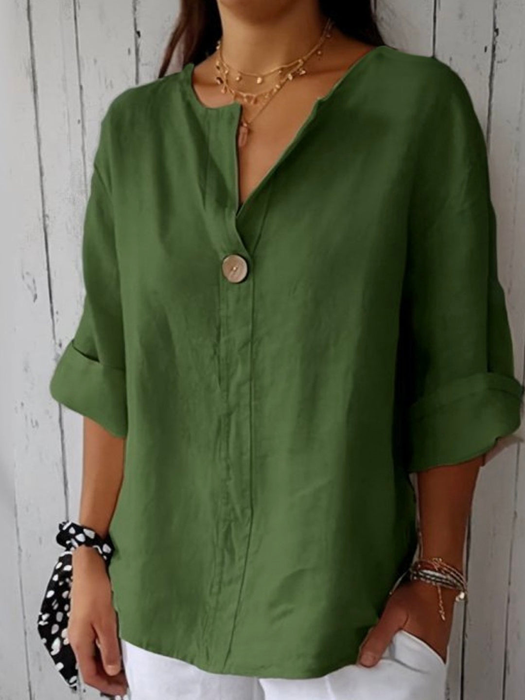 Charlotte | Women's V-Neck Short Sleeve Blouse, Casual