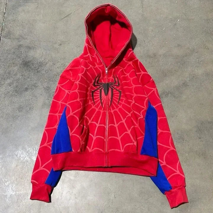 Men's Spider Print Hoodie - Y2K Hip Hop Streetwear