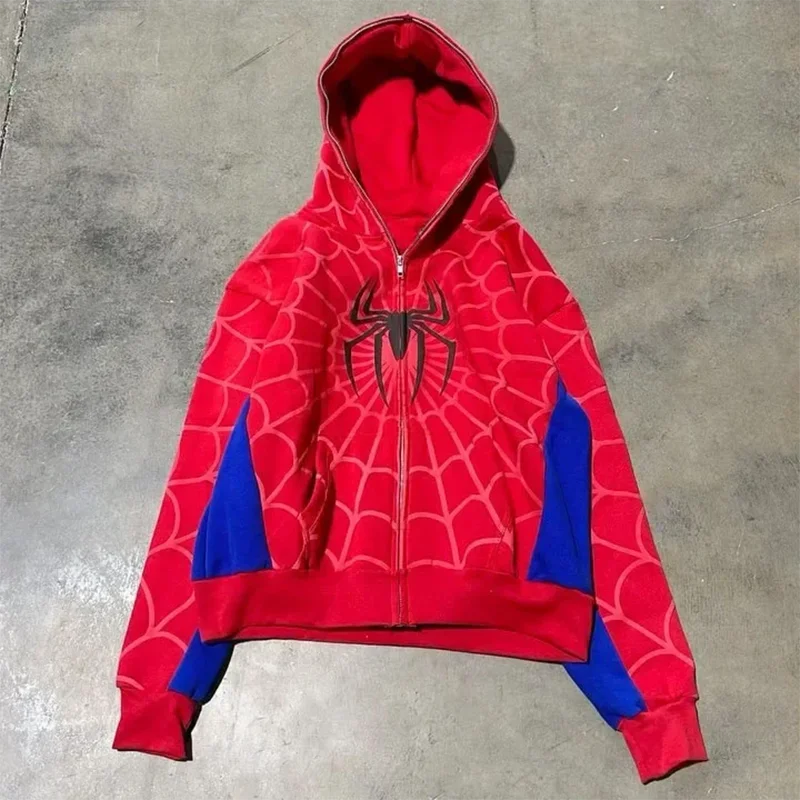 Men's Spider Print Hoodie - Y2K Hip Hop Streetwear