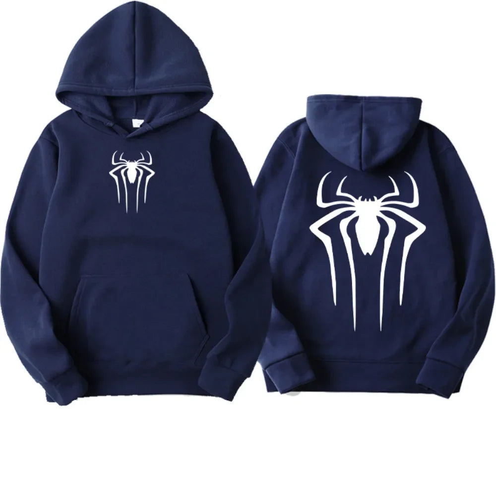 Men's Spider Print Casual Hoodie - Unisex Streetwear Style