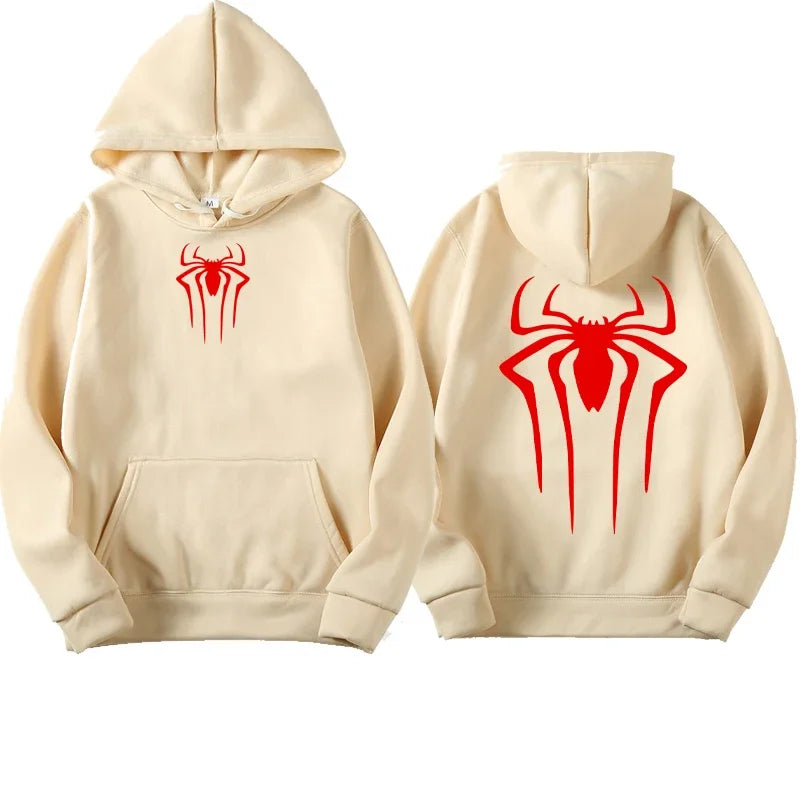 Men's Spider Print Casual Hoodie - Unisex Streetwear Style