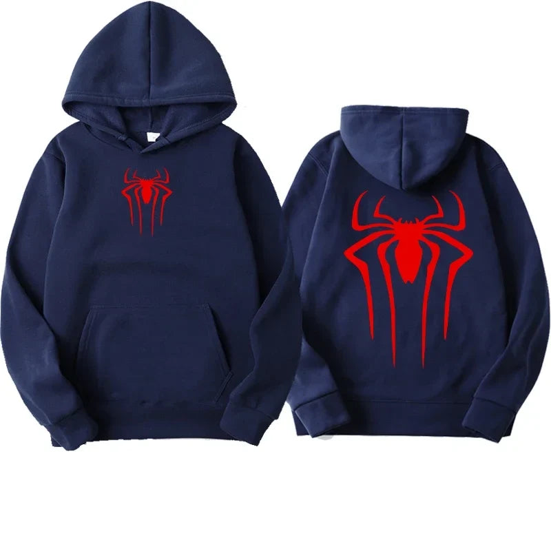 Men's Spider Print Casual Hoodie - Unisex Streetwear Style