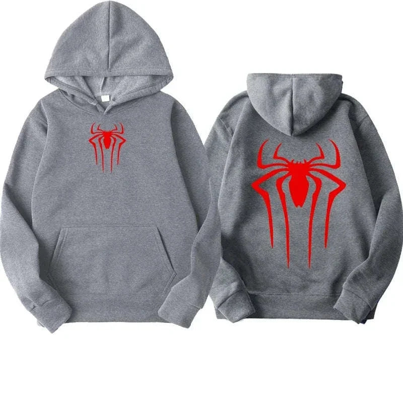 Men's Spider Print Casual Hoodie - Unisex Streetwear Style