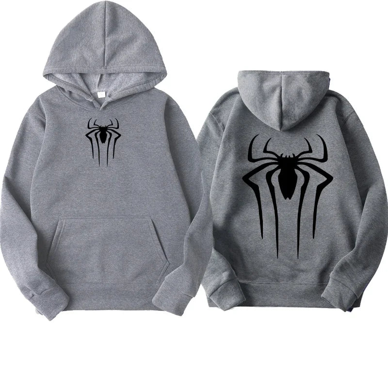 Men's Spider Print Casual Hoodie - Unisex Streetwear Style