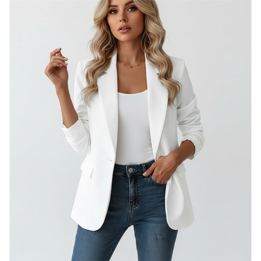 Tailored Single-Breasted Blazer Jacket for Women