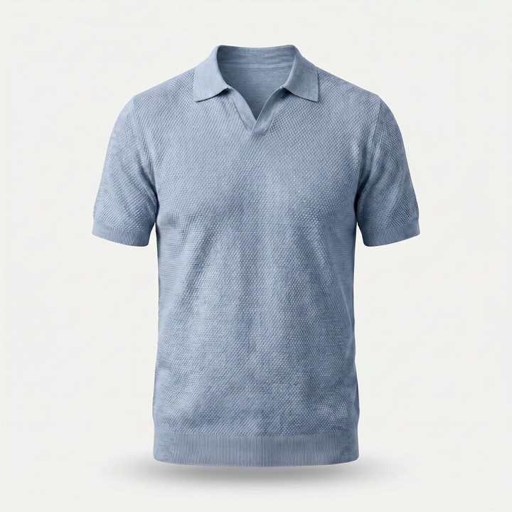 Men's Textured Knit Polo Shirt - Casual Summer
