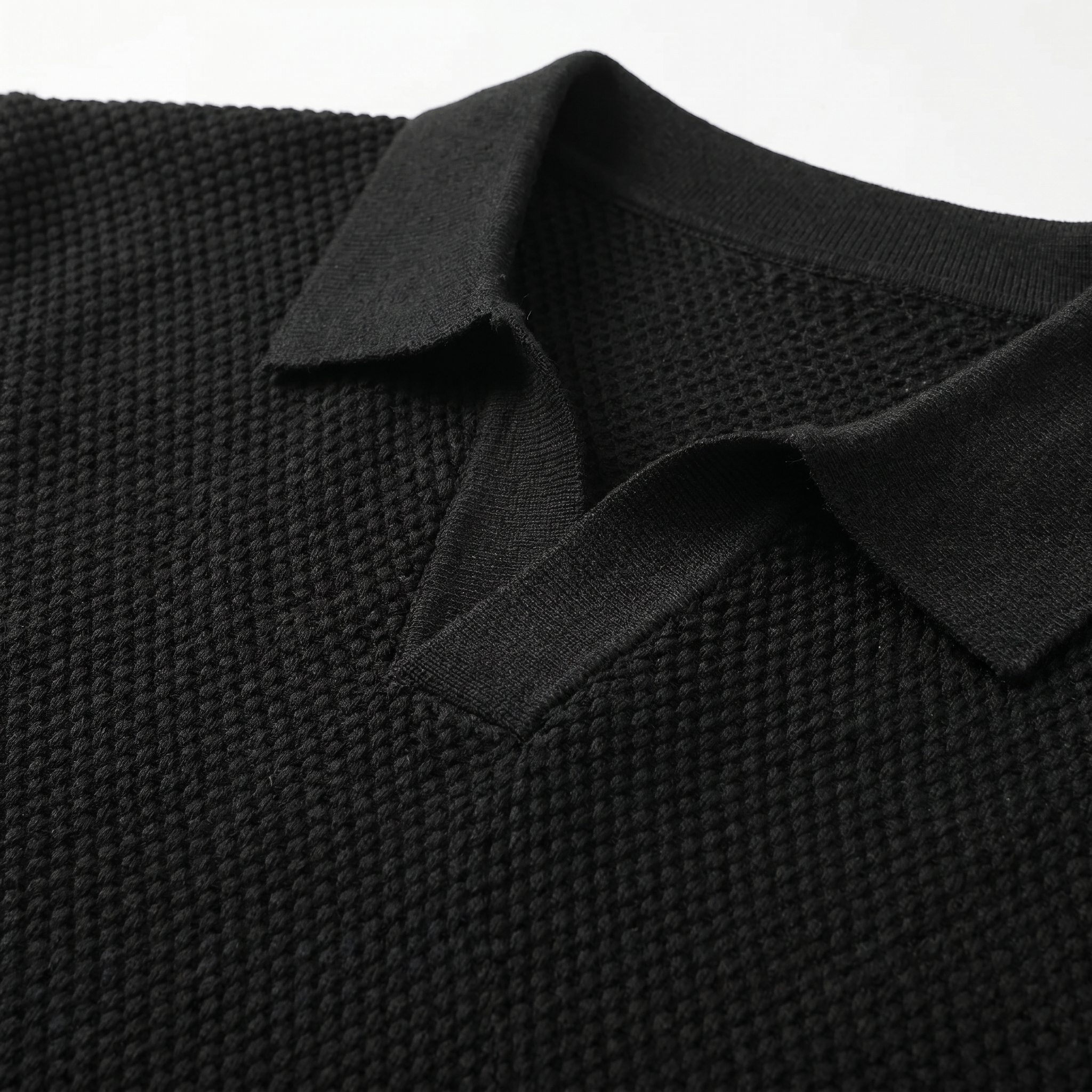 Men's Textured Knit Polo Shirt - Casual Summer