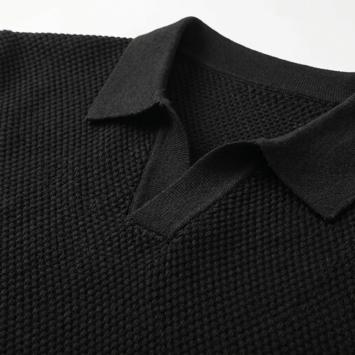 Men's Textured Knit Polo Shirt - Casual Summer