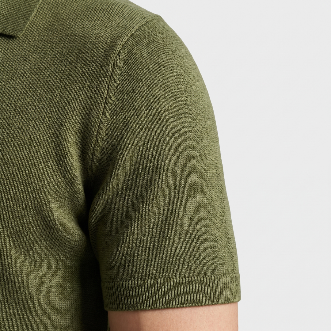 Men's Textured Knit Polo Shirt - Casual Summer