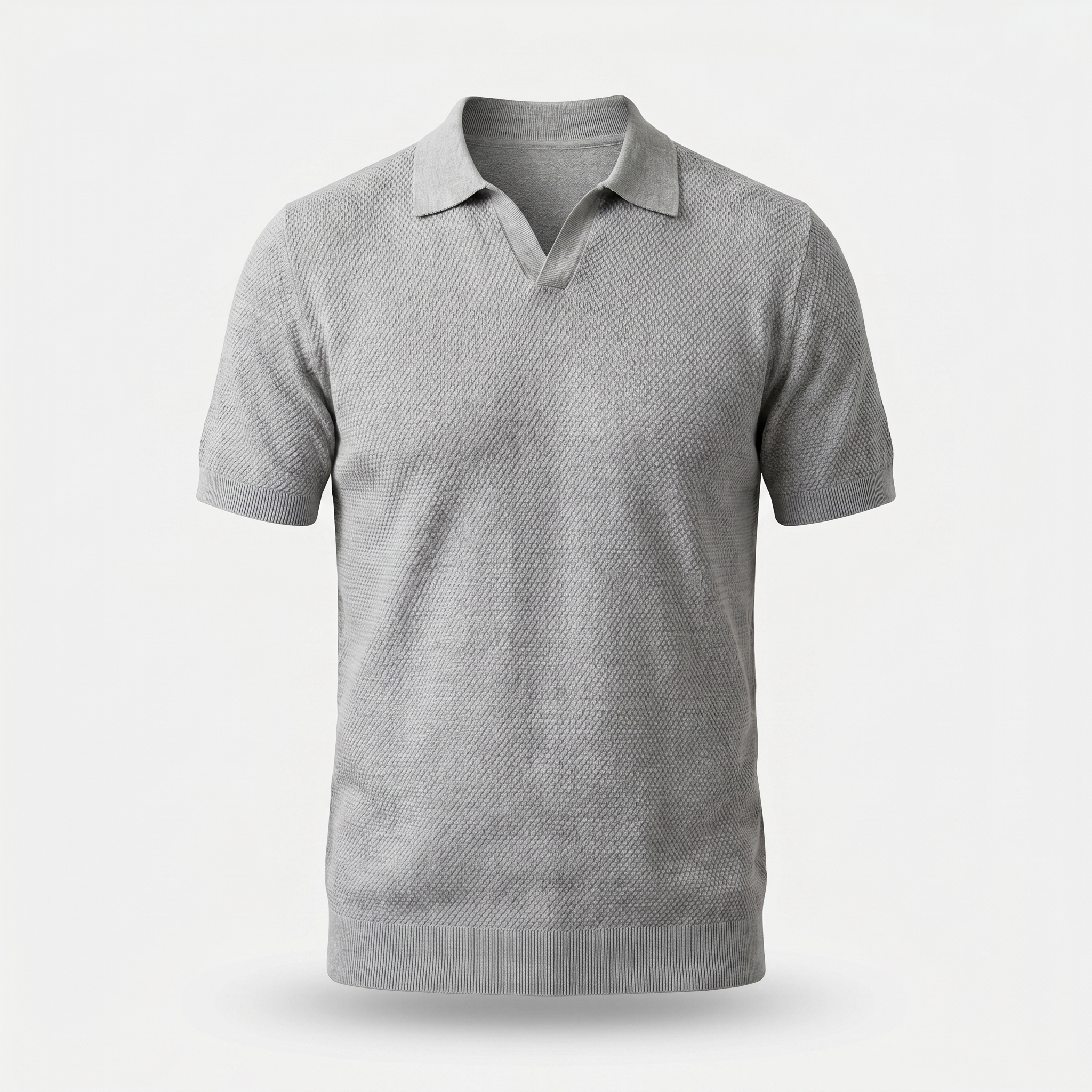 Men's Textured Knit Polo Shirt - Casual Summer
