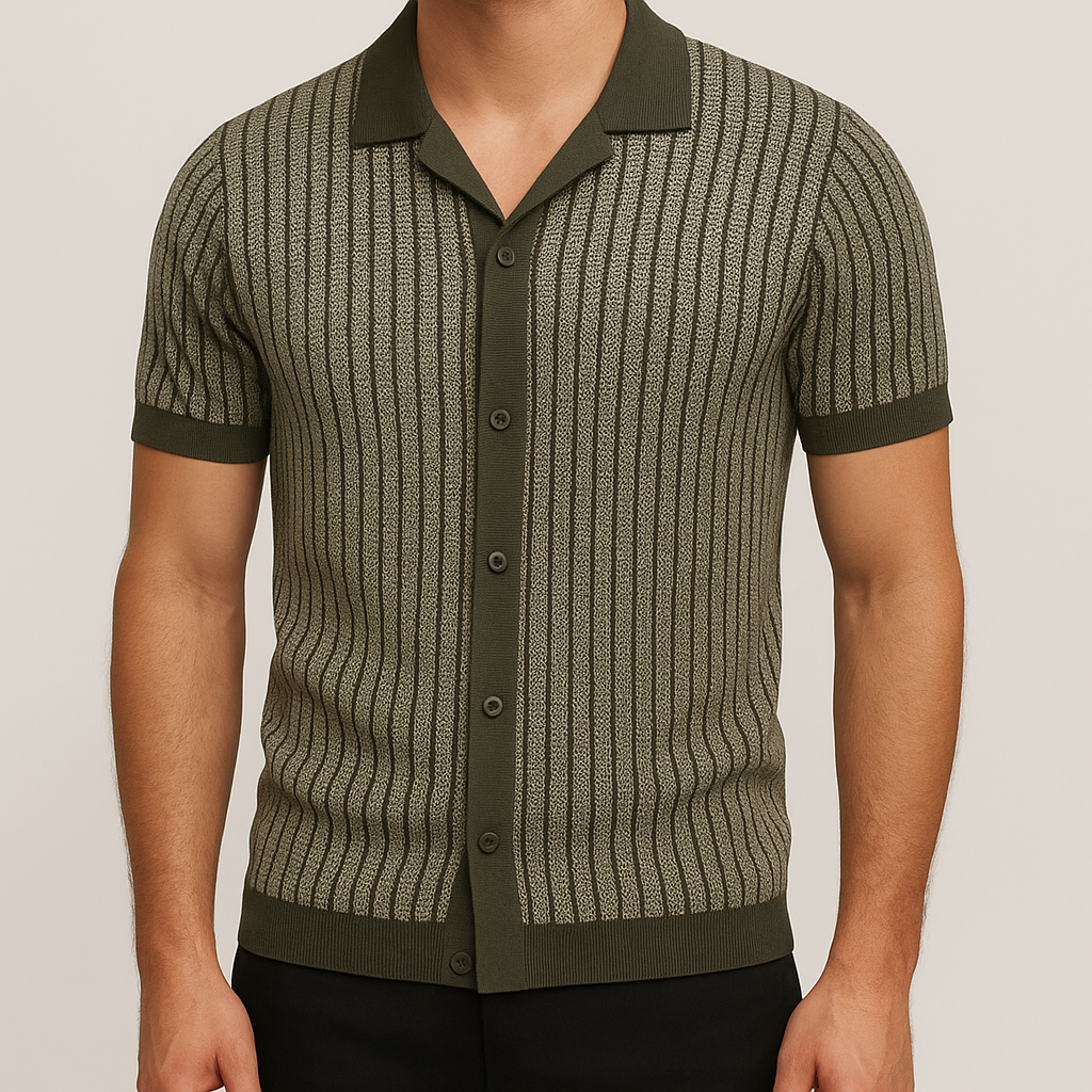 Men's Textured Knit Polo - Classic Fit Casual Wear