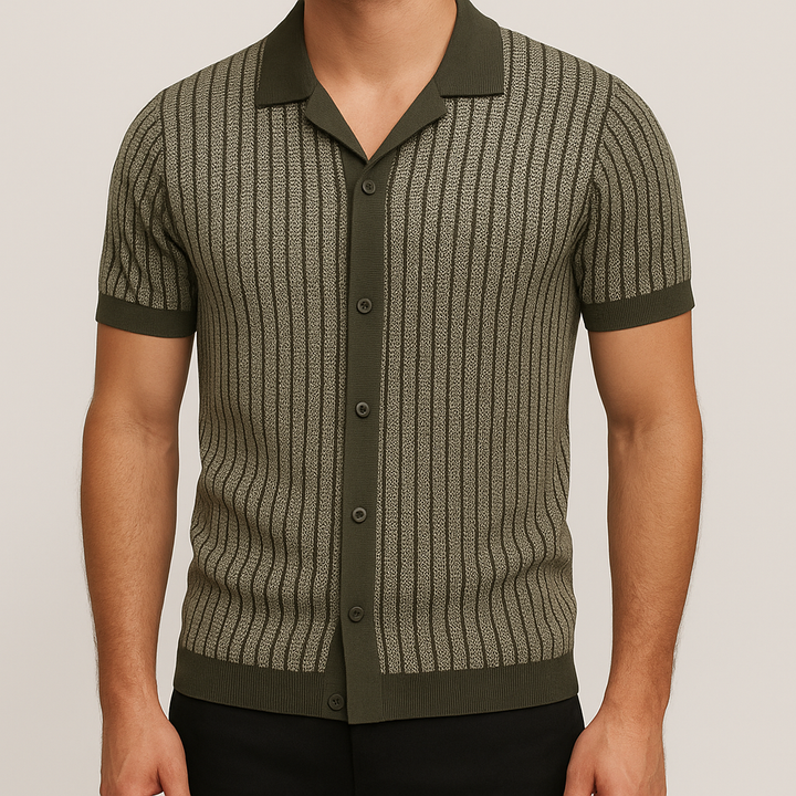 Men's Textured Knit Polo - Classic Fit Casual Wear
