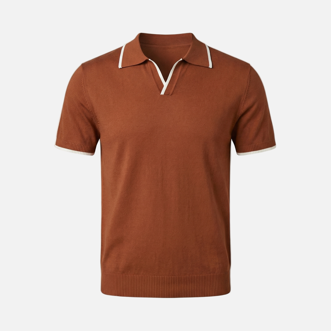 Men's Textured Knit Polo Top - Casual Summer