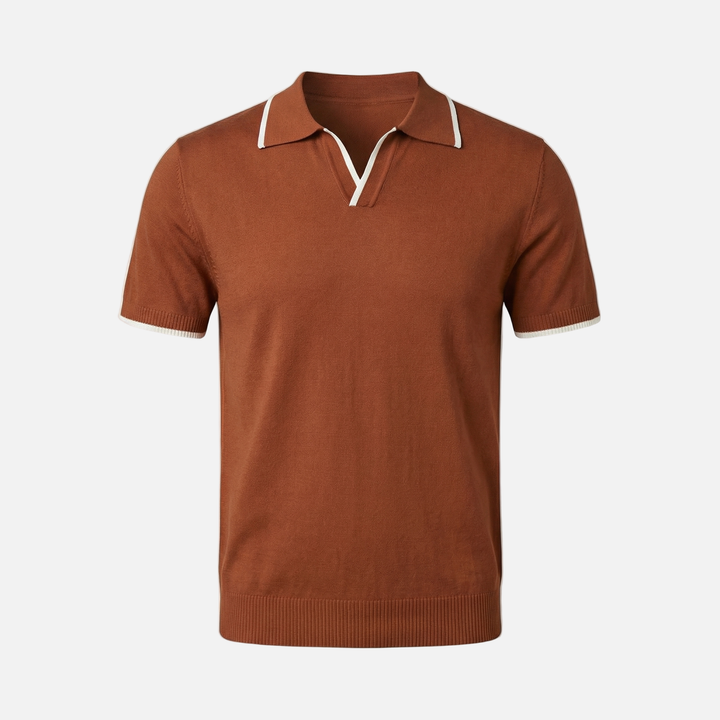 Men's Textured Knit Polo Top - Casual Summer