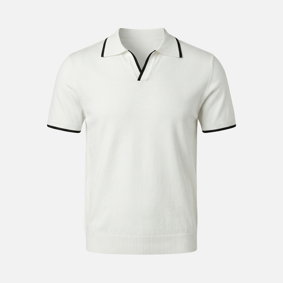 Men's Textured Knit Polo Top - Casual Summer