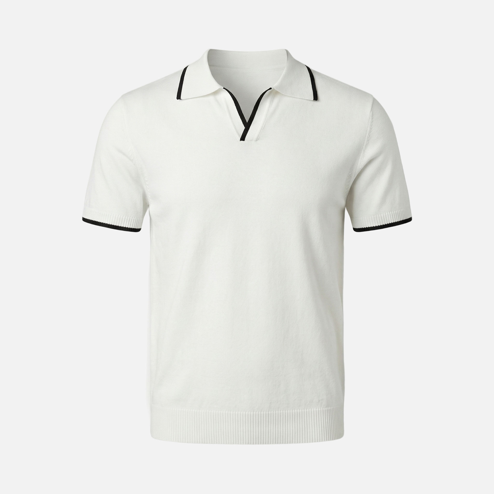 Men's Textured Knit Polo Top - Casual Summer