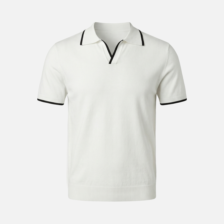 Men's Textured Knit Polo Top - Casual Summer