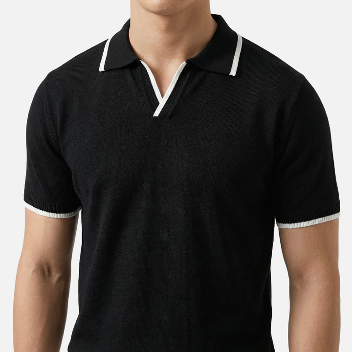 Men's Textured Knit Polo Top - Casual Summer