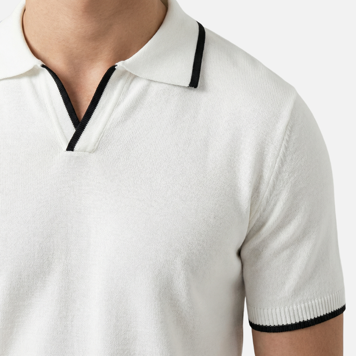 Men's Textured Knit Polo Top - Casual Summer