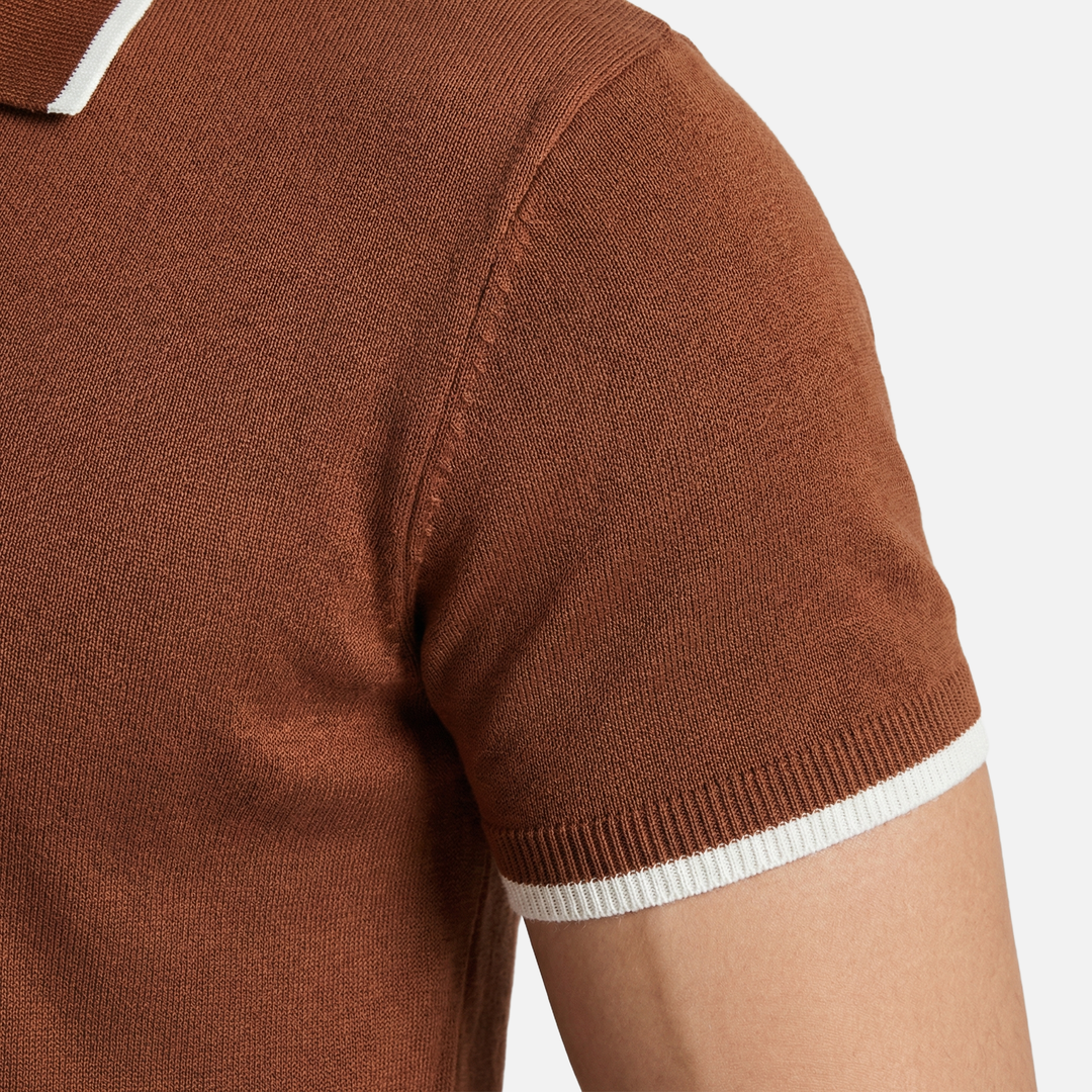 Men's Textured Knit Polo Top - Casual Summer