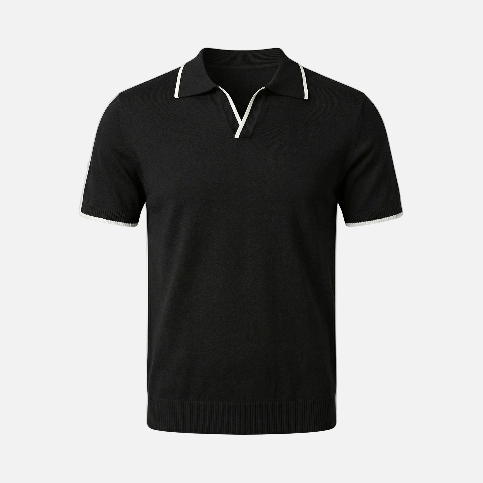 Men's Textured Knit Polo Top - Casual Summer
