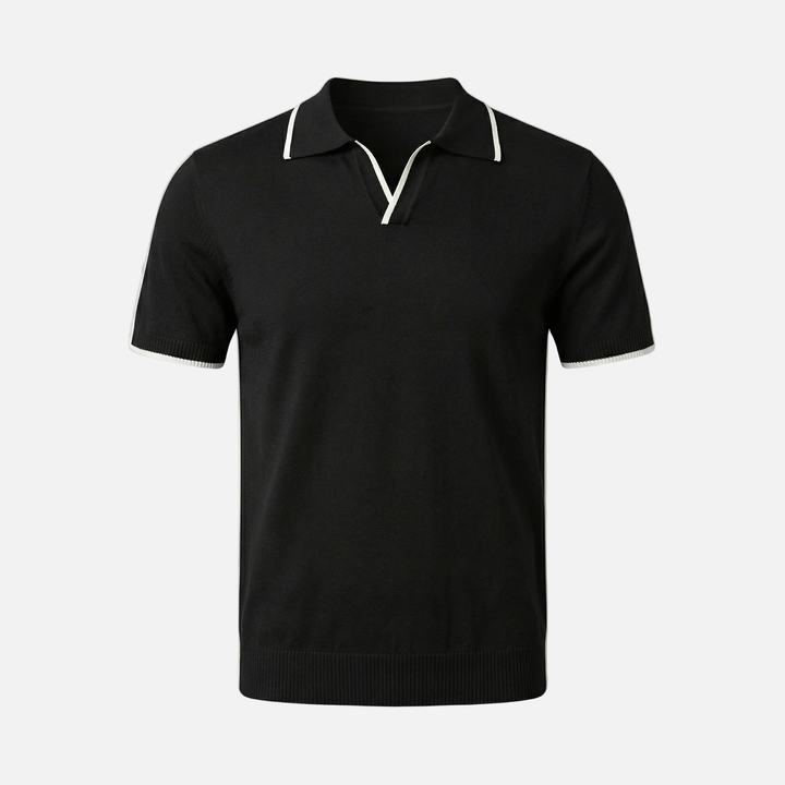 Men's Textured Knit Polo Top - Casual Summer