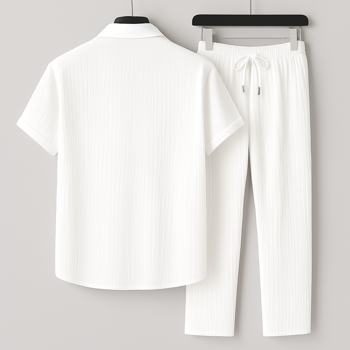Women's Relaxed Linen Top and Pants Set - Casual