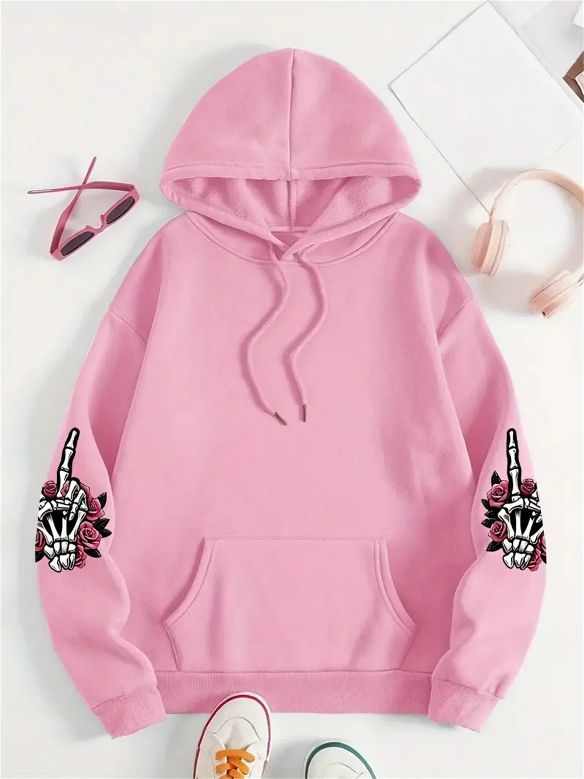 Women's Oversized Graphic Hoodie with Talks Back Print