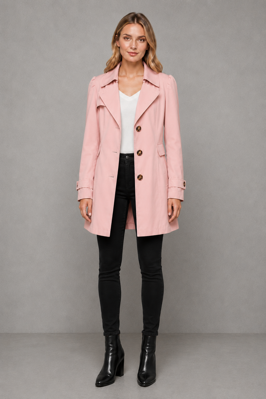 Classic Women's Trench Coat – Tailored Longline Cotton Blend Jacket