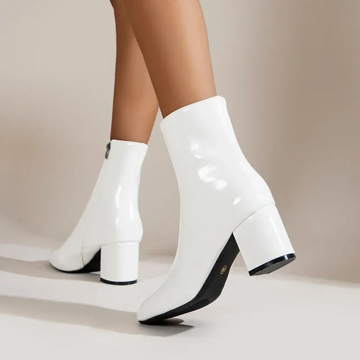 Women's Block Heel Zip-Up Ankle Boots - Stylish Footwear