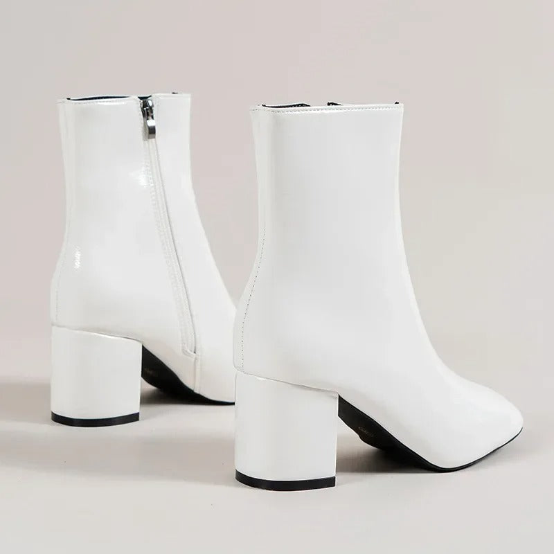 Women's Block Heel Zip-Up Ankle Boots - Stylish Footwear