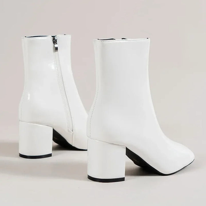 Women's Block Heel Zip-Up Ankle Boots - Stylish Footwear