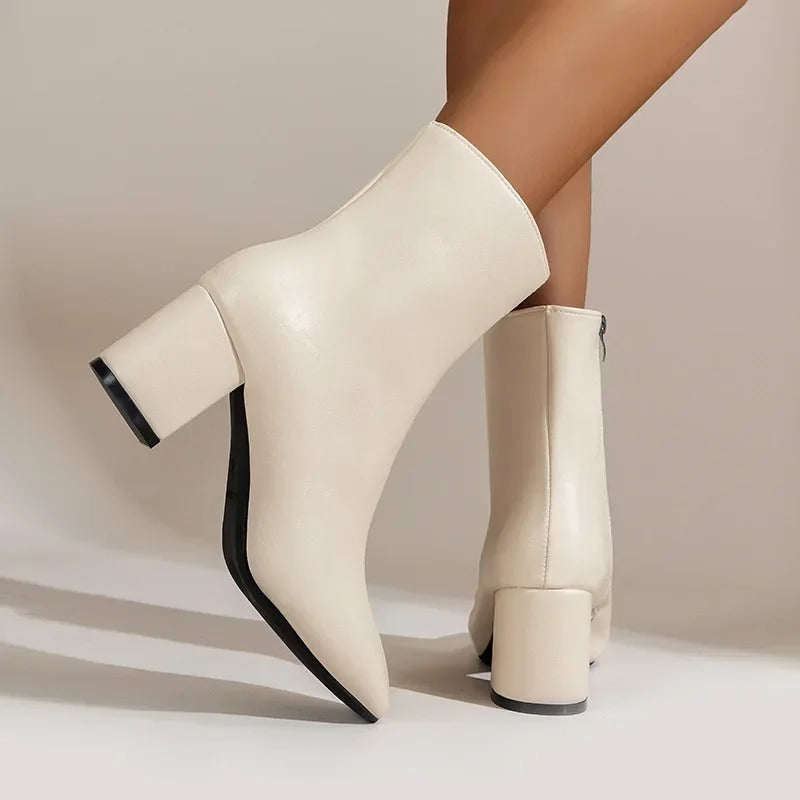 Women's Block Heel Zip-Up Ankle Boots - Stylish Footwear