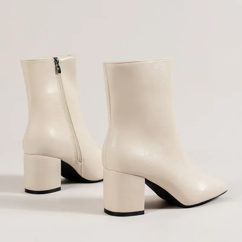 Women's Block Heel Zip-Up Ankle Boots - Stylish Footwear