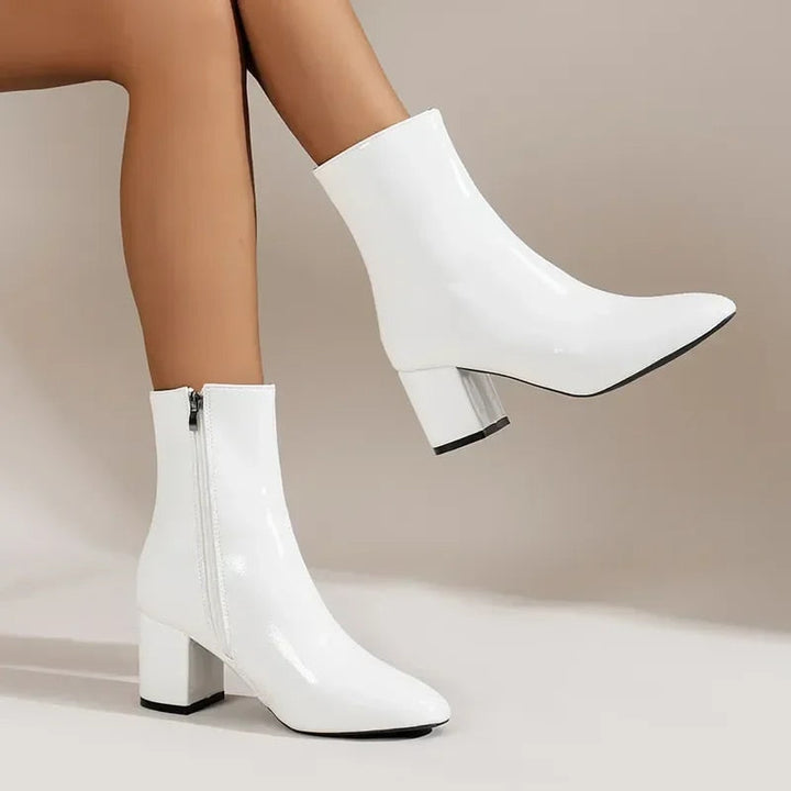 Women's Block Heel Zip-Up Ankle Boots - Stylish Footwear